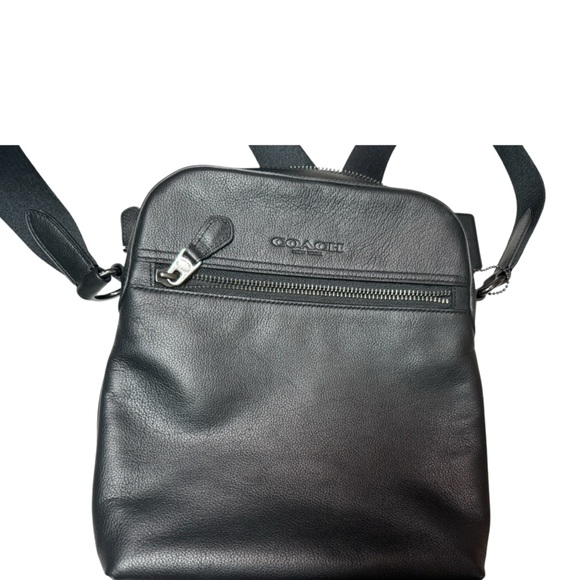 Like New Coach Black Houston Pebbled Leather Men's Crossbody Bag - Picture 2 of 9